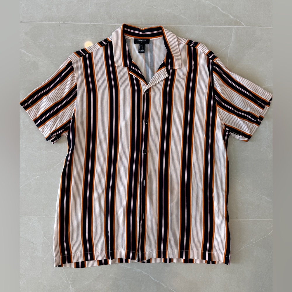 Striped Camp Collar Button Up